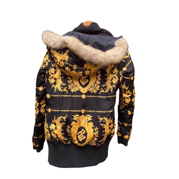 Vtg Rocawear Reversible Hooded Puffer Jacket Coat Black Red Sz M Broken Zip - Picture 5 of 12